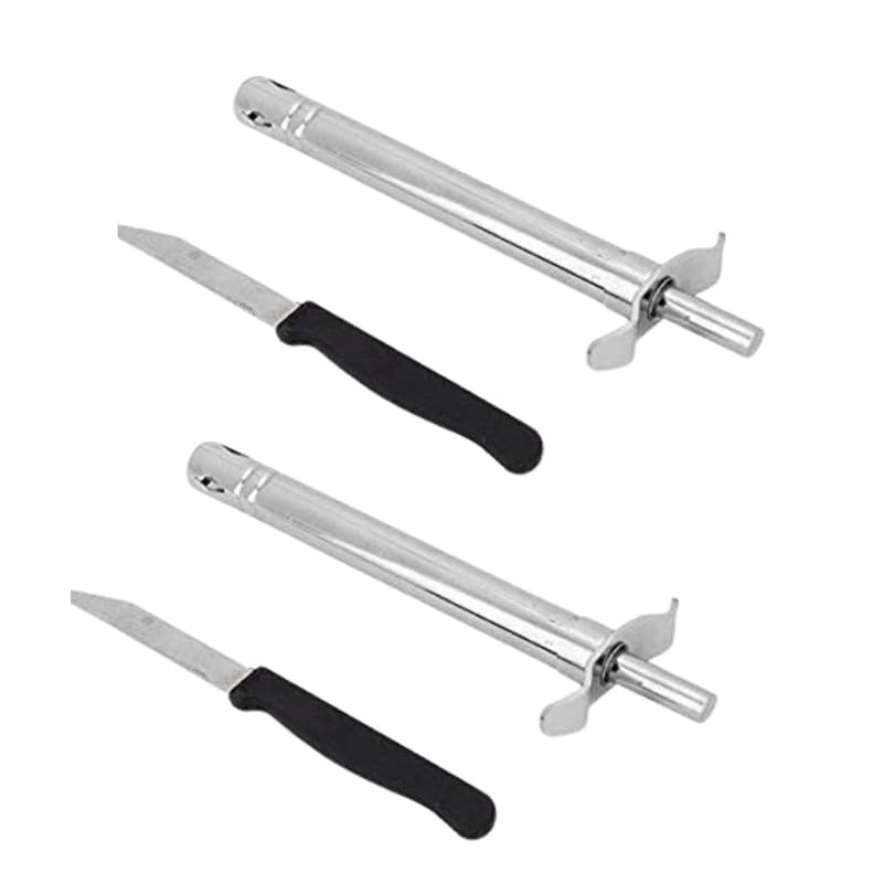 SUN FLASH ولاعة غاز عادية من الفولاذ المقاوم للصدأ مع مقبض وسلك غاز مع مشبك لمواقد الغاز، مجموعة ولاعة مع سكين، عبوة من 2 - Image 1