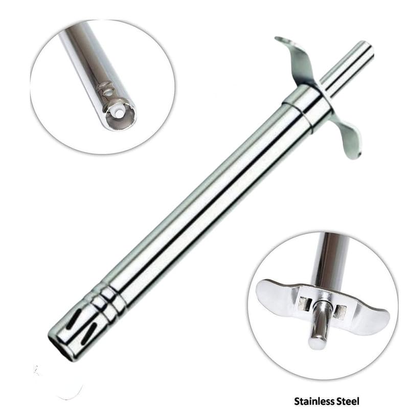 SUN FLASH ولاعة غاز عادية من الفولاذ المقاوم للصدأ مع مقبض وسلك غاز مع مشبك لمواقد الغاز، مجموعة ولاعة مع سكين، عبوة من 2 - Image 5