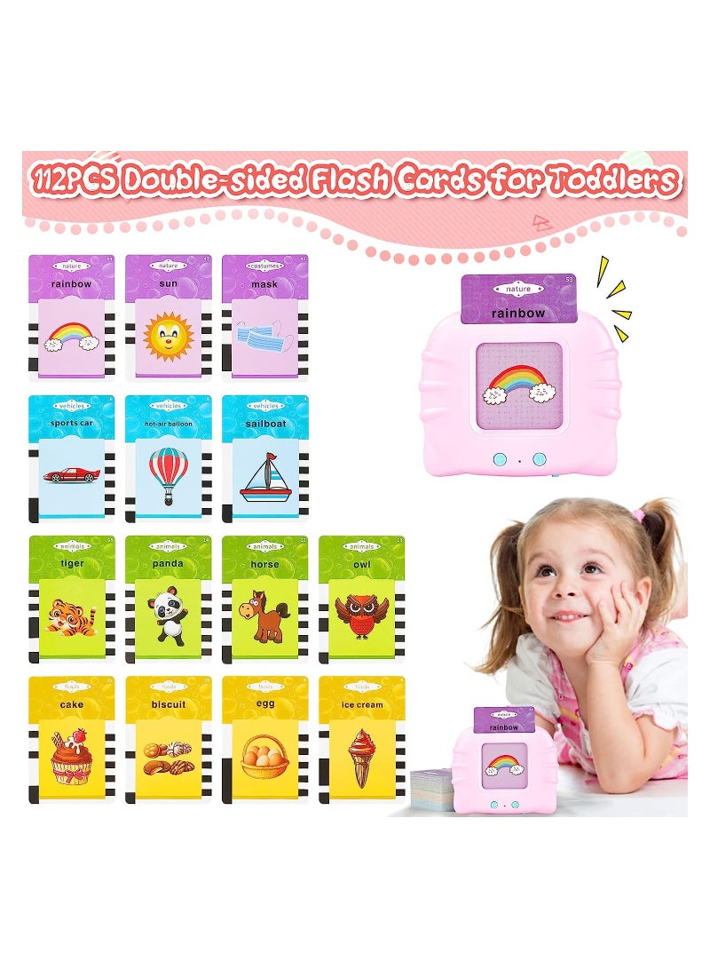 Talking Flash Cards Learning Toys,Educational Toddlers Toys for 1 2 3 4 5 6 Year Old Boys Girls,Preschool Montessori Toys with 112 Talking Baby Flash Cards 224 Words, - Image 2