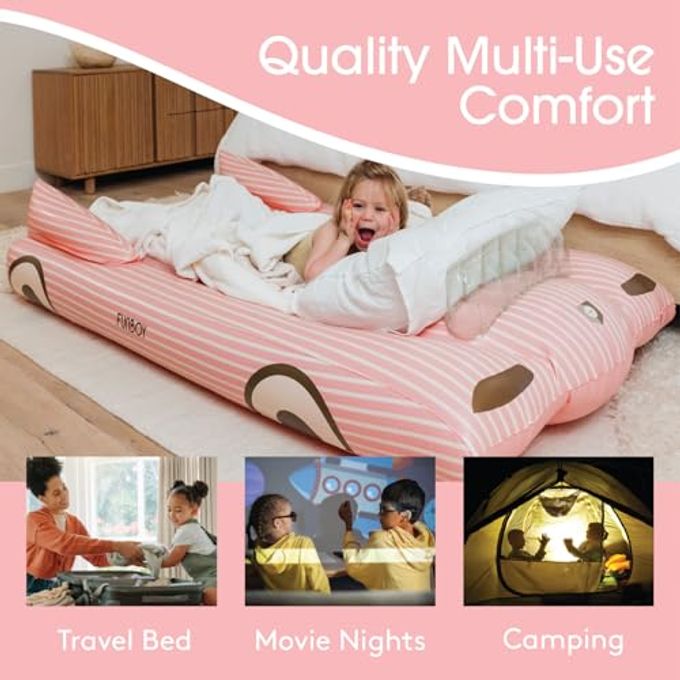 FUNBOY Kids Pink Inflatable Travel Bed & Mattress. Perfect For Sleepovers. Includes Carrying Case Storage Bag, Twin - Image 5