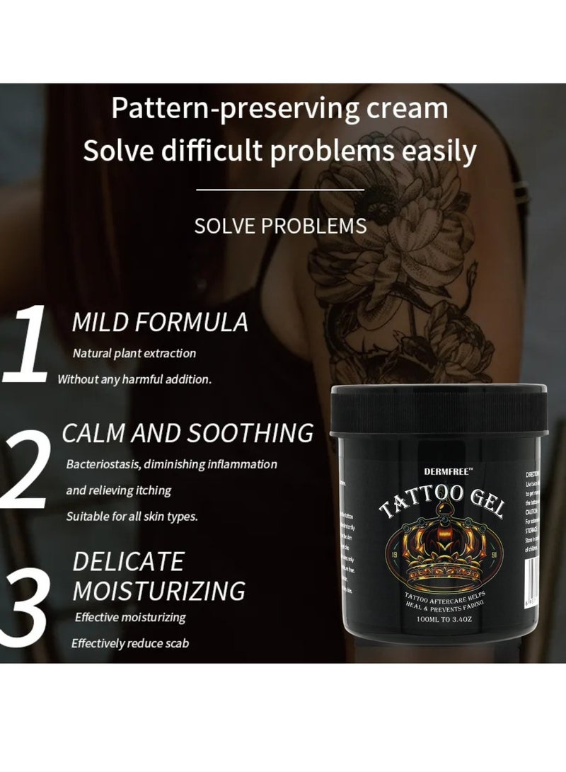 DERMFREE 100ml Tattoo Gel Tattoo Aftercare Gel Moisturizes Hydrates New Tattoos Revives Old Tattoos and Prevent Fading Daily Tattoo Healing Brightener Tattoo Lotion Color Enhancer Brightener Balm - Image 2