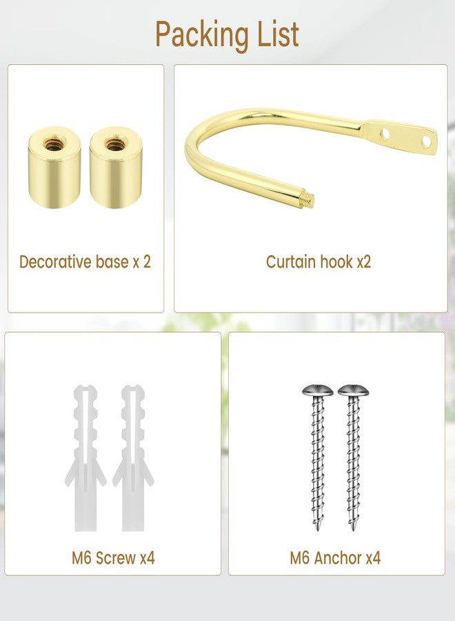 HIKMLK Curtain Holdbacks 2pcs, Handmade Metal Curtain Side Holders for Wall, Antique Brass Curtain Tieback Hook Pull Backs for Drapes Window Home Decoration - Image 5