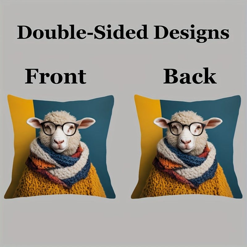 Two Sided Super Soft Plush Throw Pillow 18x18 Inch Sheep Design Couch Cushion Case - Image 2