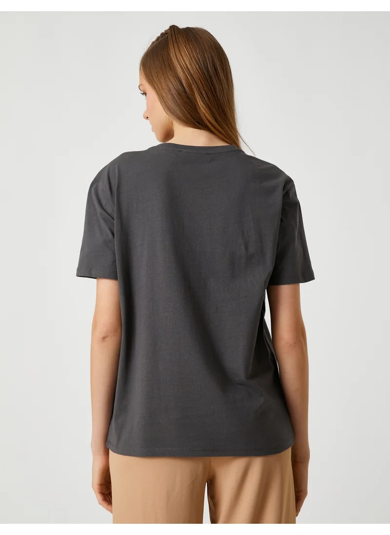 كوتون Koton Slogan Printed T-Shirt Crew Neck Short Sleeve