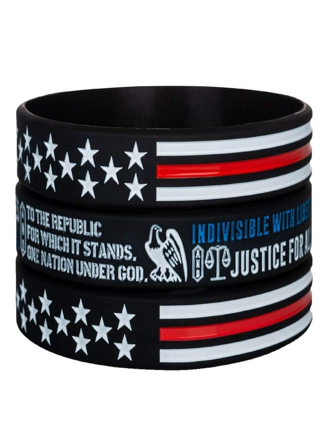Sainstone Power of Faith Patriotic American Flag Silicone Bracelets Set with Patriot's Prayer, American Power Eagle - USA Thin Red Line Rubber Wristbands Gifts for Patriots, Army, Men, Women (3-Pack) - Image 5