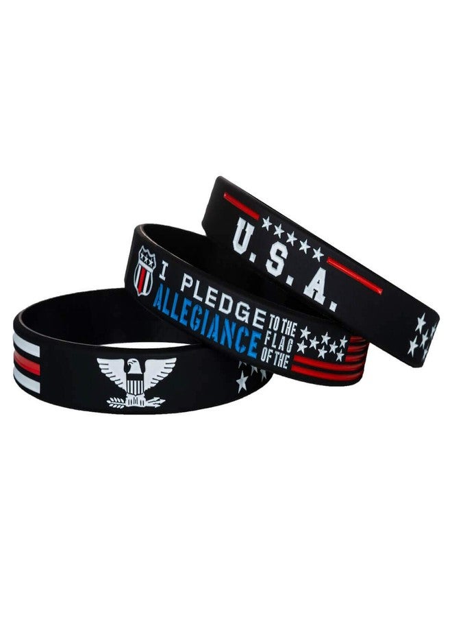 Sainstone Power of Faith Patriotic American Flag Silicone Bracelets Set with Patriot's Prayer, American Power Eagle - USA Thin Red Line Rubber Wristbands Gifts for Patriots, Army, Men, Women (3-Pack) - Image 4