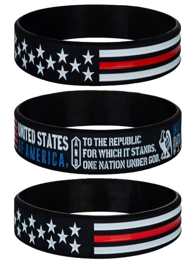 Sainstone Power of Faith Patriotic American Flag Silicone Bracelets Set with Patriot's Prayer, American Power Eagle - USA Thin Red Line Rubber Wristbands Gifts for Patriots, Army, Men, Women (3-Pack) - Image 2