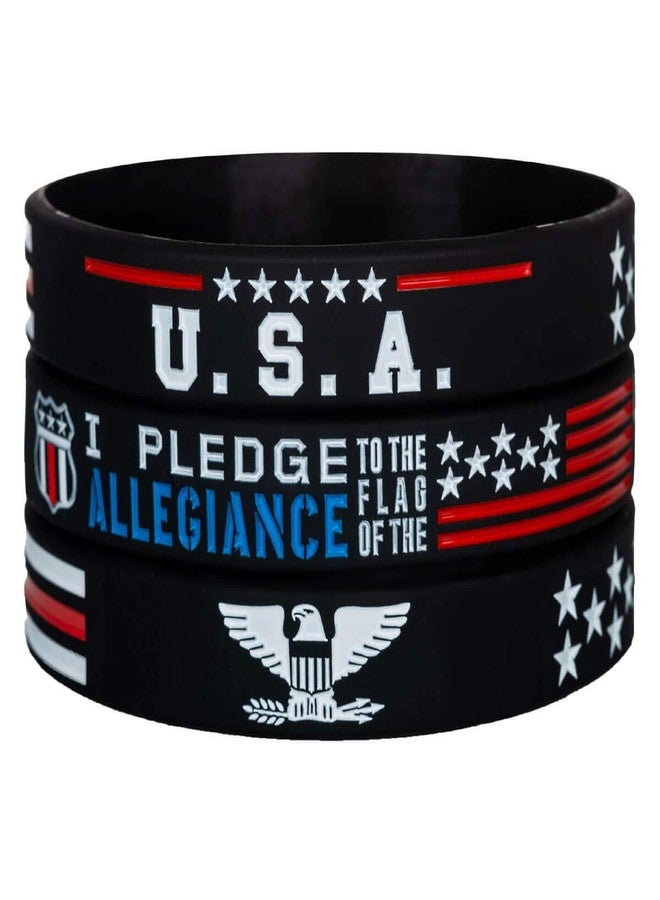 Sainstone Power of Faith Patriotic American Flag Silicone Bracelets Set with Patriot's Prayer, American Power Eagle - USA Thin Red Line Rubber Wristbands Gifts for Patriots, Army, Men, Women (3-Pack) - Image 3