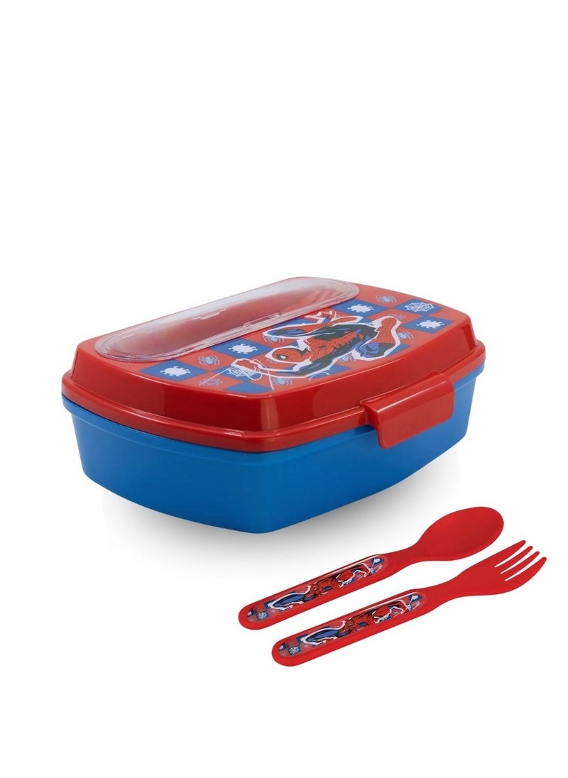 STOR STOR FUNNY SANDWICH BOX WITHCUTLERY SPIDERMAN ARACHNID GRID  - Image 1