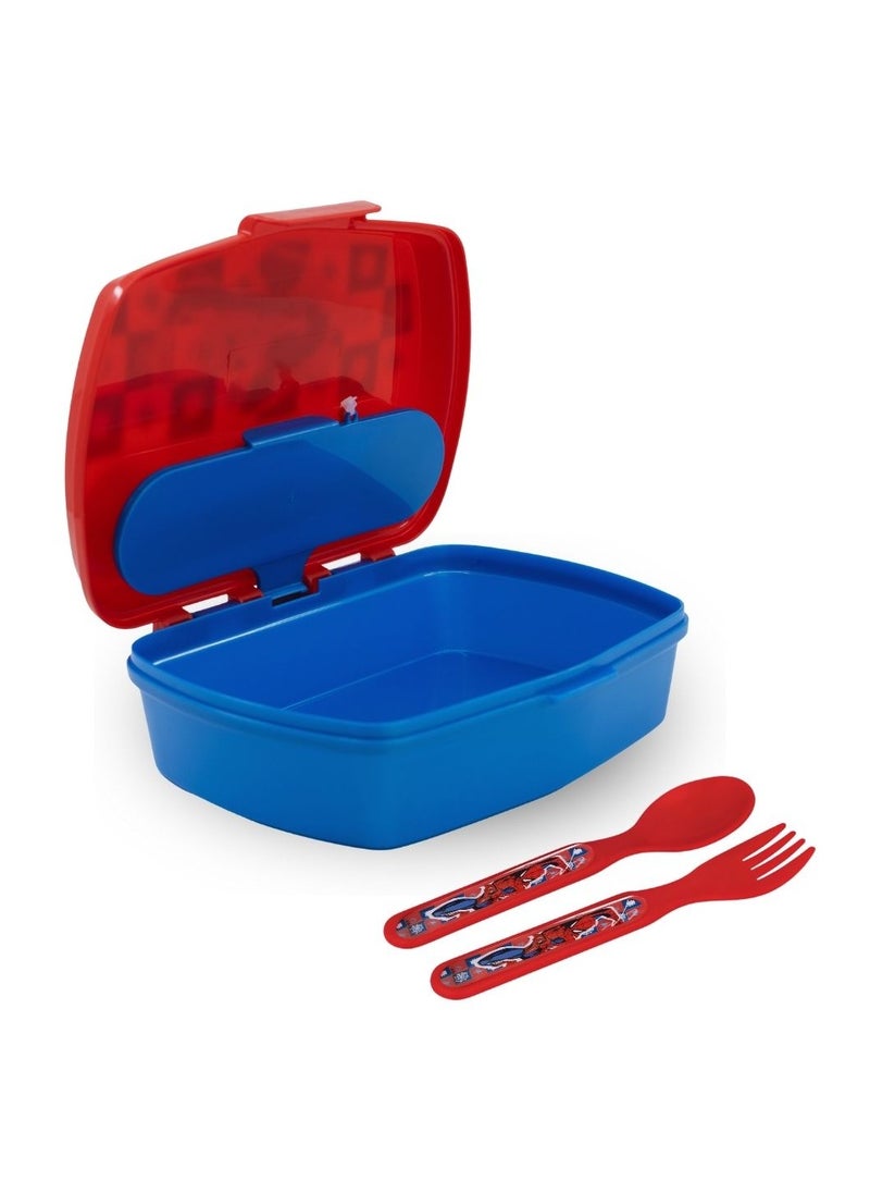 STOR STOR FUNNY SANDWICH BOX WITHCUTLERY SPIDERMAN ARACHNID GRID  - Image 2