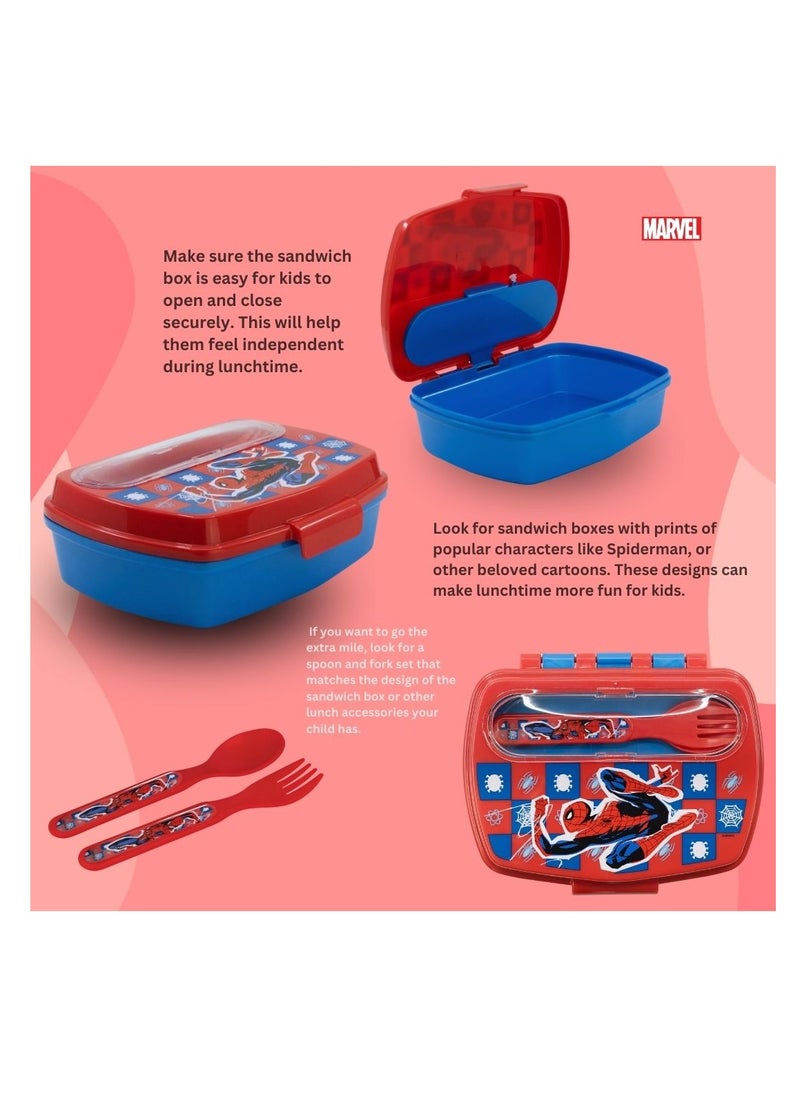 STOR STOR FUNNY SANDWICH BOX WITHCUTLERY SPIDERMAN ARACHNID GRID  - Image 5