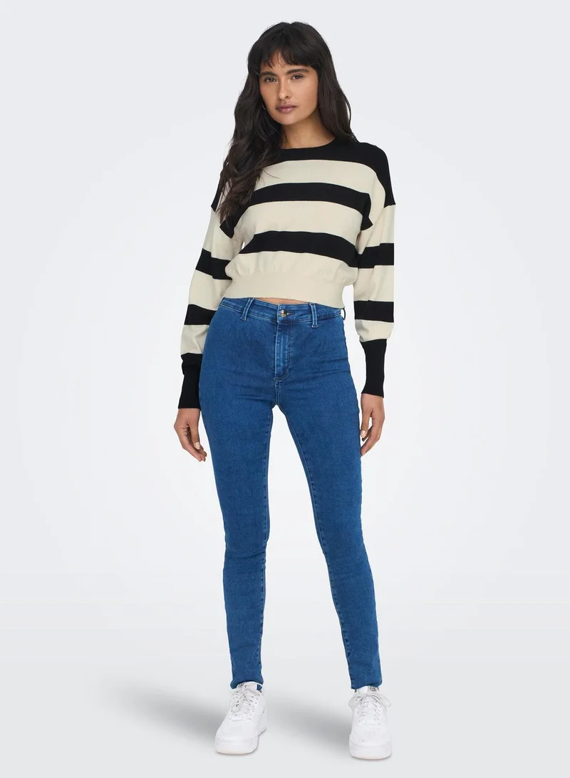 ONLY Color Block Crop Sweater