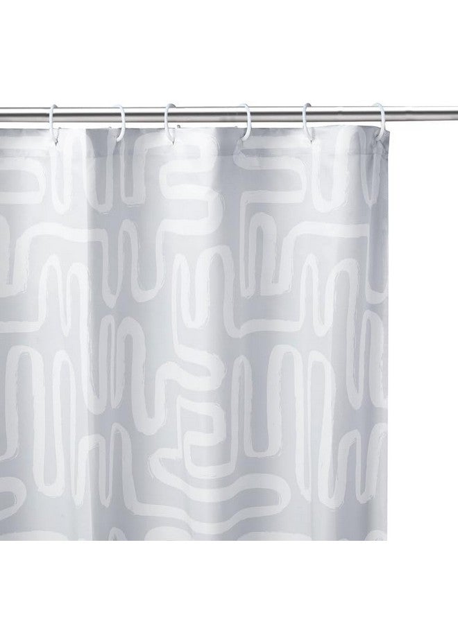 ستارة حمام Encasa XO بطول 6 أقدام مع 10 خطافات | مقاومة للعفن والفطريات ومضادة للماء | جودة أثقل | سهلة التركيب | ستائر سريعة الجفاف | 140 × 183 سم (56 × 72 بوصة) - رمادي متاهة بوهو - Image 2