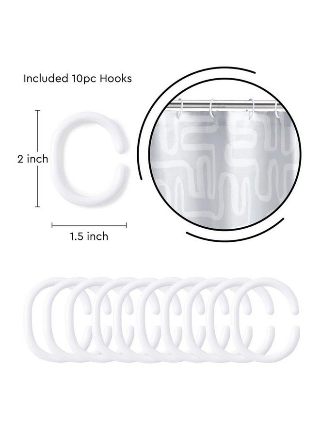 ستارة حمام Encasa XO بطول 6 أقدام مع 10 خطافات | مقاومة للعفن والفطريات ومضادة للماء | جودة أثقل | سهلة التركيب | ستائر سريعة الجفاف | 140 × 183 سم (56 × 72 بوصة) - رمادي متاهة بوهو - Image 5