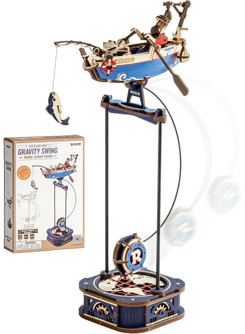 ROBOTIME ROKR Ocean Fisher Pendulum Balance Toy 3D Puzzle MCD02, Perfect for Home Decor & Creative Gift, Ideal for Bedroom, Kitchen, or Living Room, Festive Home Accent, Detailed Craftsmanship - Image 1