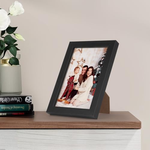 LBECUA 4x6 Picture Frame Set of 2, Wooden Picture Frames with HD Plexiglass Display Photo 4x6, Horizontal and Vertical for Wall and Tabletop, Black - Image 5