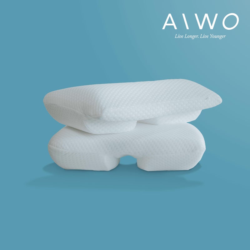 AIWO وسادة تصحيح وضعية العنق AIWO لتخفيف آلام الرقبة، التهاب الفقرات العنقية وآلام الكتف - وسادة طبية من رغوة الذاكرة بتصميم مائل مع فتحات للذراعين وفتحة جانبية | للذين ينامون على الجانب، الظهر والبطن - Image 4