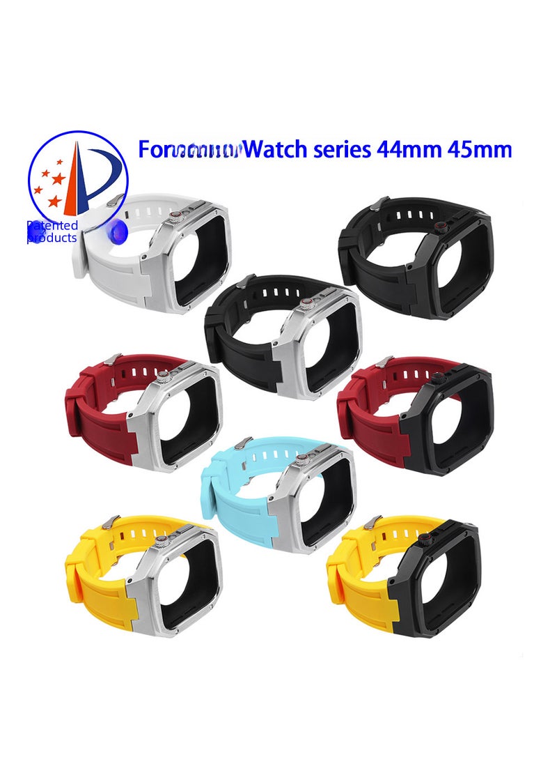 Generic Metal Case Mod Kit for Apple Watch 45mm iWatch S8/7BK silicone black shell black belt iWatch 40/41mm BK silicone black shell black belt iWatch 40/41mm 