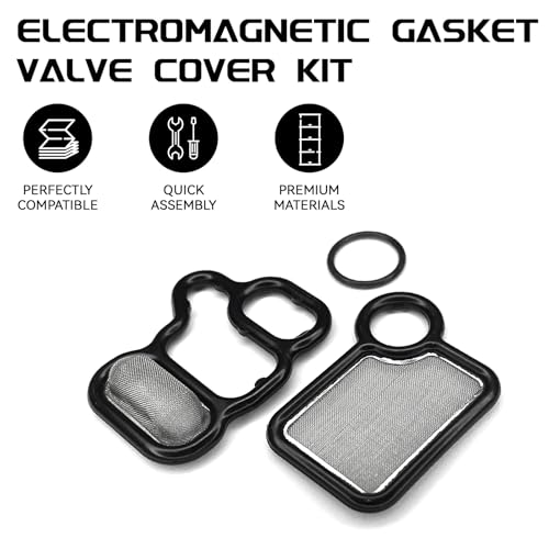 SWQS VVT VTEC Solenoid Gasket Valve Cover Set with Spool Valve Filter Screen for 2002-2015 Honda Civic Accord CR-V Element Fit Crosstour, Acura RSX TSX RDX, Replaces 15845-RAA-A01 91319-PAA-A01 - Image 4
