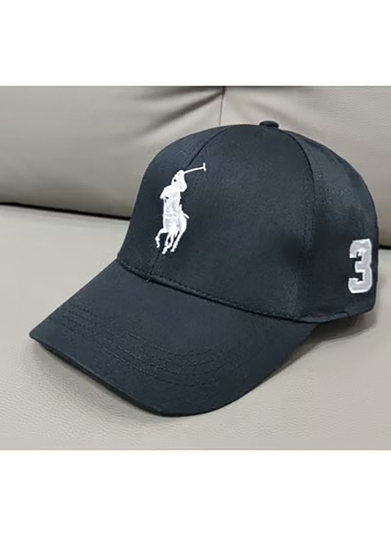 Polo Ralph Lauren Black Trendy Cap with Big Pony Logo + Number 3 Emblem
