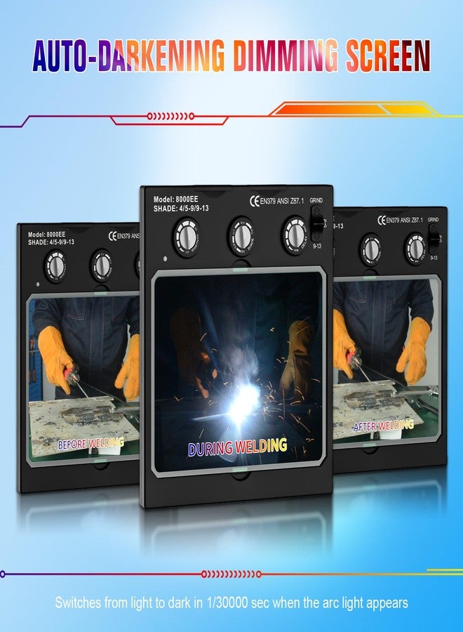 TRQWH Welding Lens Auto Darkening Welding Helmet Lens True Color Technology with 4 Arc Sensor Ajustable Shade Range 4/5-13 Automatic LCD Lens Dimming Shade Filter 4.49x5.24in Auto Welding Lens - Image 5