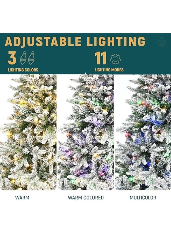 NIBEMINENT White Christmas Tree Snow 7ft Flocked Spruce Snowy Holiday Xmas Tree for Home and Office 210cm Tall with 1100 Full Branches - Image 4