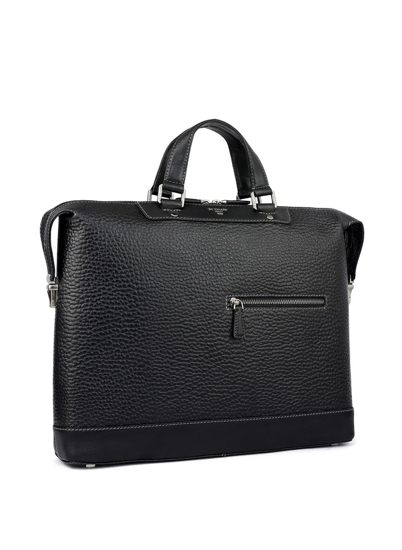 دا ميلانو حقيبة لاب توب جلد طبيعي أسود من دا ميلانو