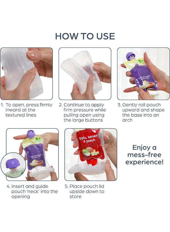 دريم بيبي Dreambaby Pouch Pal Self Feeding Baby Food Pouch Holder - No Squeeze, No Spill, No Mess Reusable Container for Baby Led Weaning - 2 Pack - Image 5