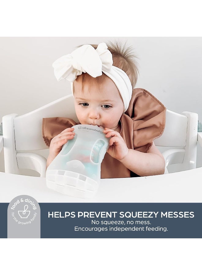 دريم بيبي Dreambaby Pouch Pal Self Feeding Baby Food Pouch Holder - No Squeeze, No Spill, No Mess Reusable Container for Baby Led Weaning - 2 Pack - Image 2