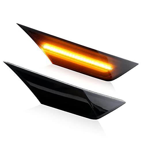 APMAT Dark Smoked Lens Full LED Amber Front Side Marker Light Replacement Turn Signal Lamp for Honda Civic 10th Gen 2016-2021 Coupe Hatchback with T10 Bulbs, 2PCS - Image 4