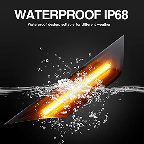 APMAT Dark Smoked Lens Full LED Amber Front Side Marker Light Replacement Turn Signal Lamp for Honda Civic 10th Gen 2016-2021 Coupe Hatchback with T10 Bulbs, 2PCS - Image 2