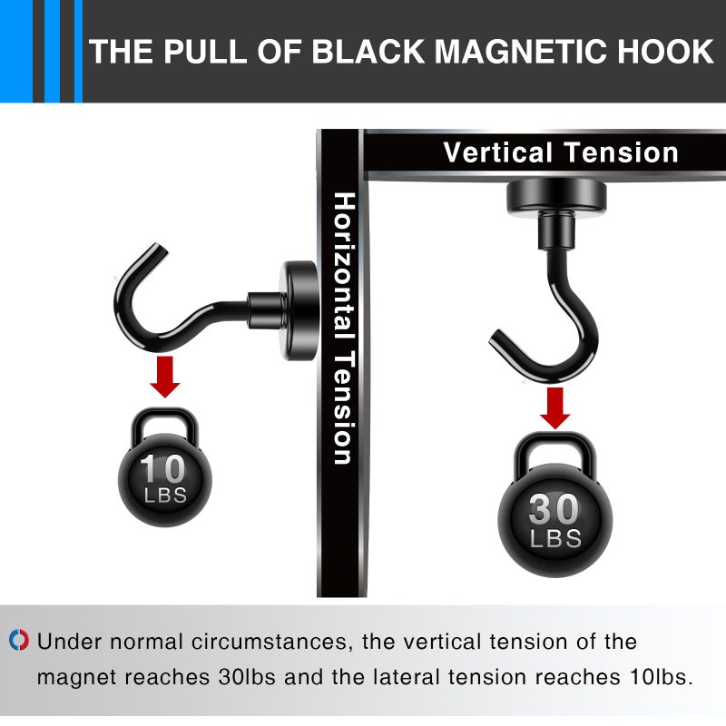 LOVIMAG Magnetic Hooksï¼Œ30Lbs Magnets with Hooks for Cruise, Black Magnetic Hooks for Hanging, Fridge, Classroom, Refrigerator, Ceiling, Office, Kitchen. Grill, Garage-30Pack - Image 4