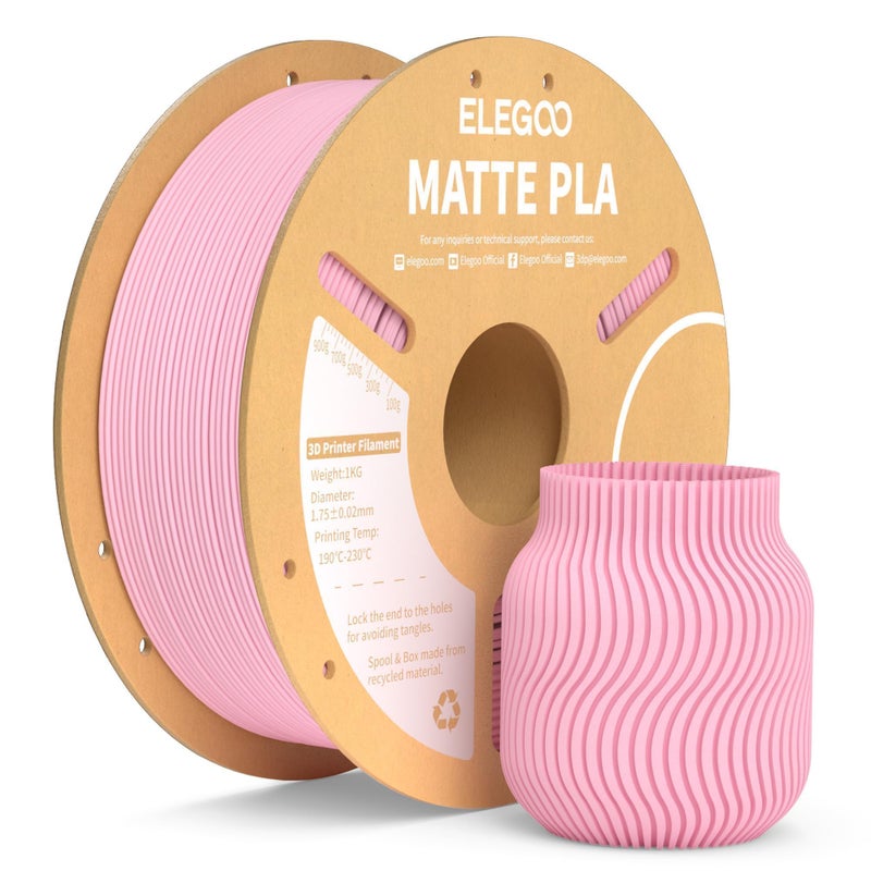 ELEGOO Matte PLA Filament Sakura Pink 1KG, 1.75mm 3D Printer Filament Dimensional Accuracy +/- 0.02mm, 1kg Carboard Spool (2.2lbs) for Most FDM 3D Printers - Image 1