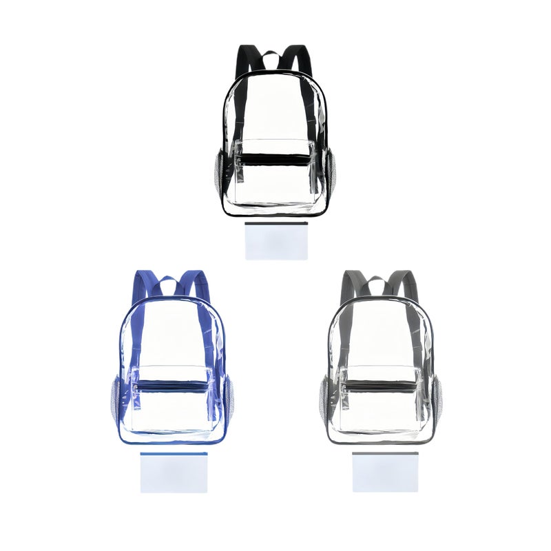 GACEMIU Bulk 1/3/12/24/48 Pack Clear Backpack Transparent Backpack For Travel Sport Work School Stadium Approved (16Ã¢â‚¬ËœÃ¢â‚¬â„¢Stylish Pack, 3) - Image 1