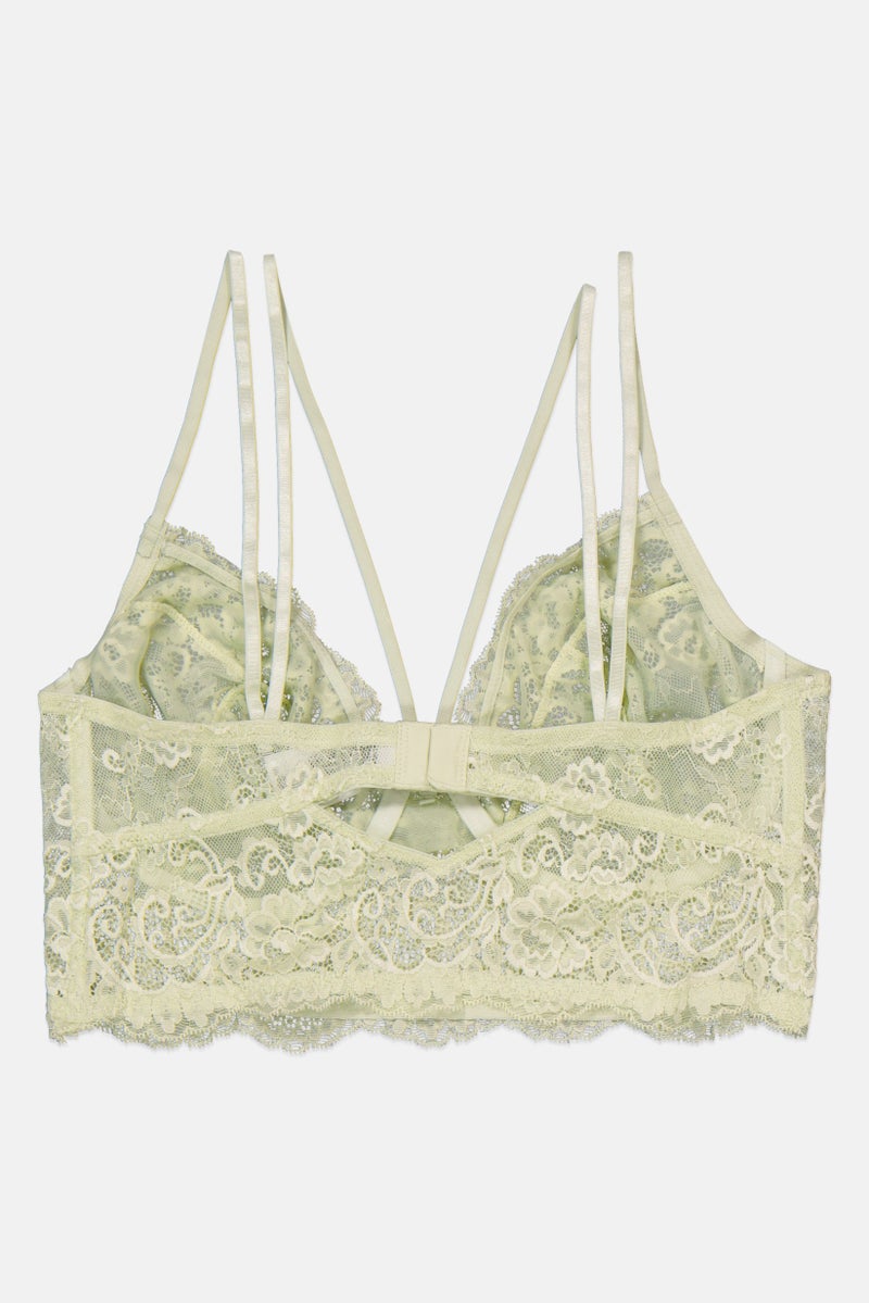 LOST INK Women Lace Non Padded Bra, Light Green - Image 2