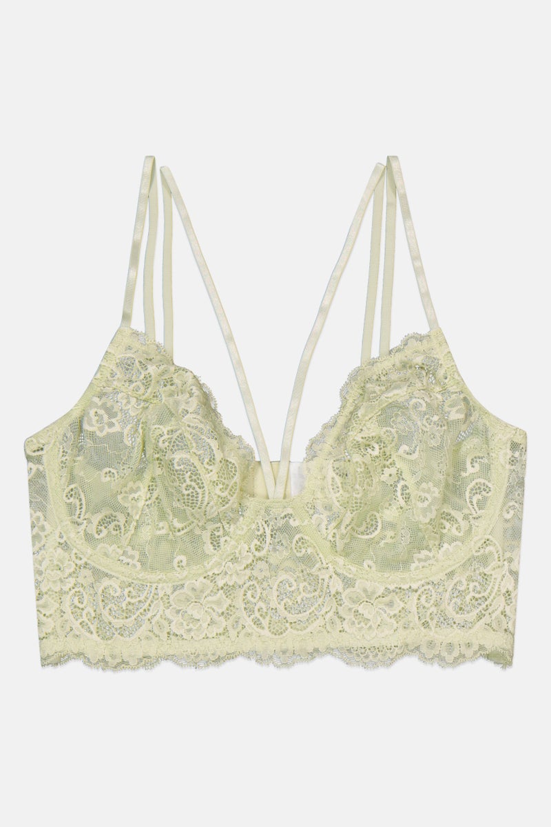 LOST INK Women Lace Non Padded Bra, Light Green - Image 1