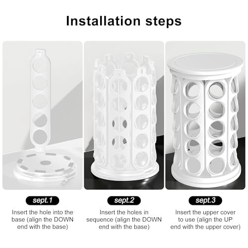 CEHNCEH K Cup Holder Coffee Pod Carousel Organizer Compatible with 40 Keurig KCup Pods Spins 360Degrees Lazy Susan Platform Home or Office Kitchen Counter Organize Offwhite - Image 3