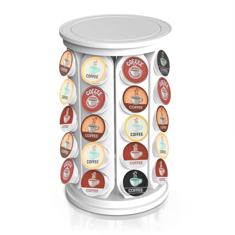 CEHNCEH K Cup Holder Coffee Pod Carousel Organizer Compatible with 40 Keurig KCup Pods Spins 360Degrees Lazy Susan Platform Home or Office Kitchen Counter Organize Offwhite - Image 2
