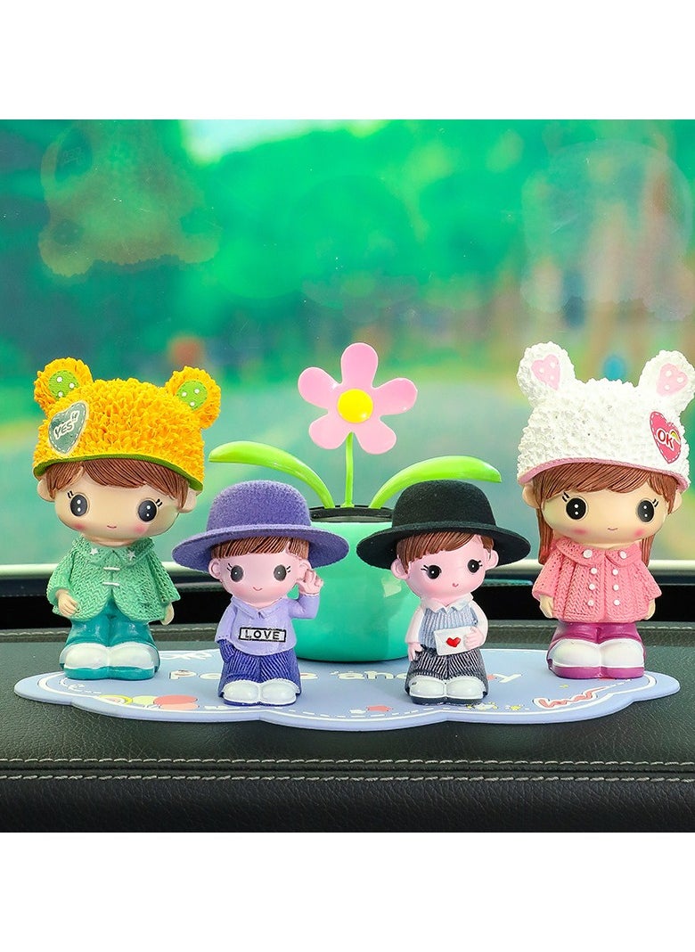Radar Cute Resin Doll Family Photo Car Ornament 