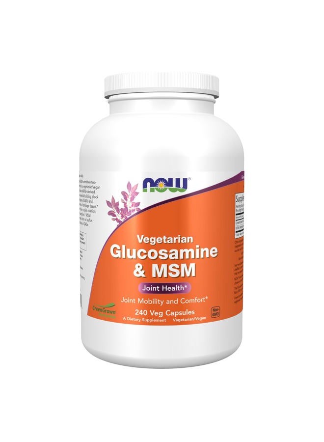 now Supplements, Glucosamine & MSM (GreenGrown® Glucosamine), Vegetarian, 240 Veg Capsules - Image 1