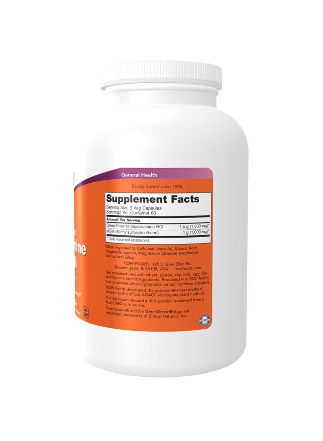 now Supplements, Glucosamine & MSM (GreenGrown® Glucosamine), Vegetarian, 240 Veg Capsules - Image 2