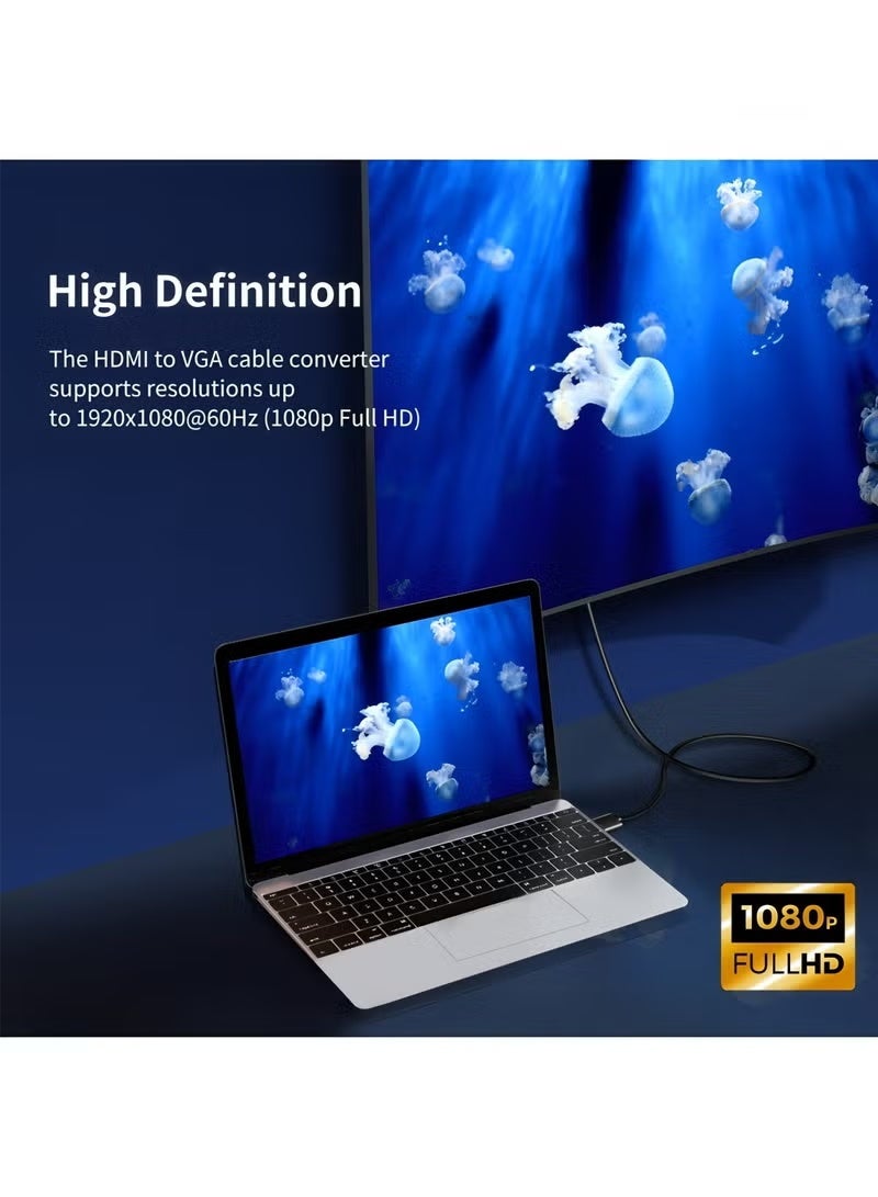 زيفيك كابل محول HDMI إلى VGA بطول 1.8 متر، مطلي بالذهب، بدقة 1080 بكسل، كابل محول فيديو رقمي HDMI نشط إلى VGA تناظري لأجهزة الكمبيوتر المكتبية، وأجهزة العرض، وأجهزة التلفزيون عالية الدقة، وRaspberry Pi، وRoku، وXbox - Image 4