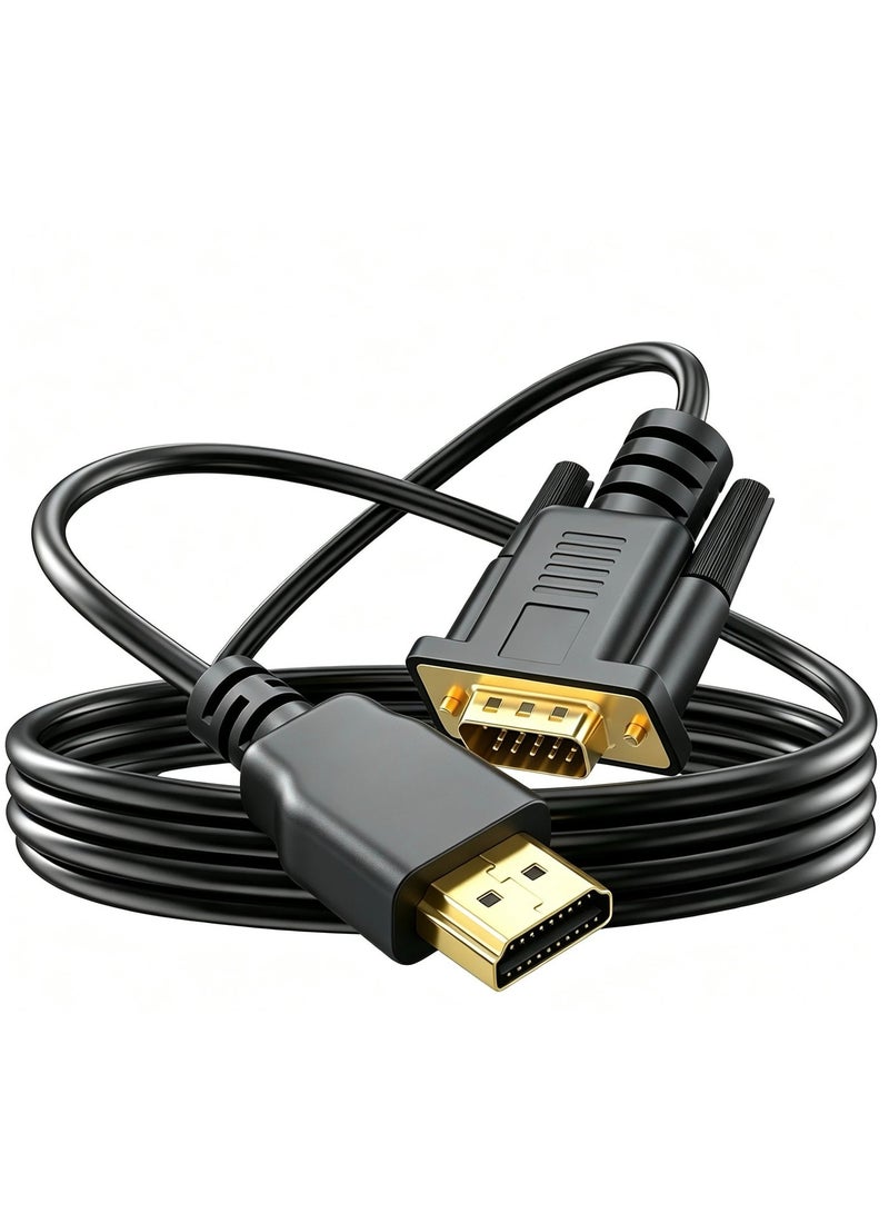 زيفيك كابل محول HDMI إلى VGA بطول 1.8 متر، مطلي بالذهب، بدقة 1080 بكسل، كابل محول فيديو رقمي HDMI نشط إلى VGA تناظري لأجهزة الكمبيوتر المكتبية، وأجهزة العرض، وأجهزة التلفزيون عالية الدقة، وRaspberry Pi، وRoku، وXbox - Image 1