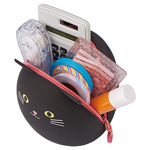 LIHIT LAB LIHITLAB PuniLabo Zipper Pouch, Egg-Shaped, 3.8" x 4.7", Gray Cat (A7783-4), Large: 1.3 x 4.7 x 3.8 inches - Image 4