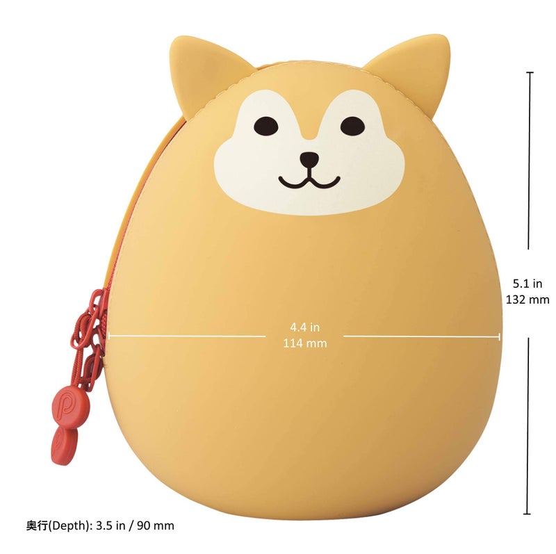 LIHIT LAB LIHITLAB PuniLabo Zipper Pouch, Egg-Shaped, 3.8" x 4.7", Gray Cat (A7783-4), Large: 1.3 x 4.7 x 3.8 inches - Image 2
