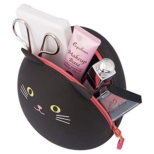 LIHIT LAB LIHITLAB PuniLabo Zipper Pouch, Egg-Shaped, 3.8" x 4.7", Gray Cat (A7783-4), Large: 1.3 x 4.7 x 3.8 inches - Image 3