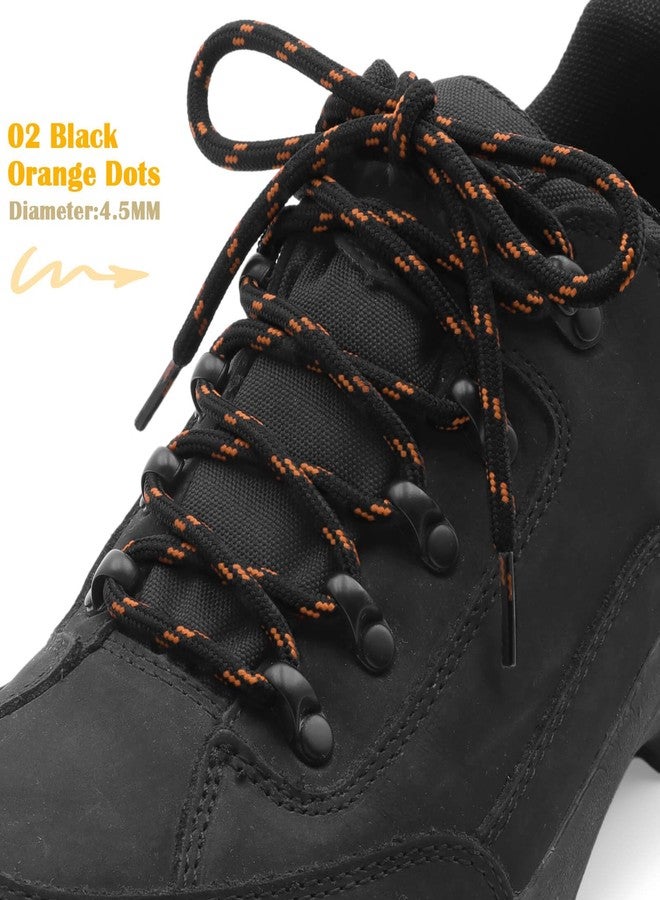 DELELE 2 Pair Thick Round Climbing Shoelaces Hiking Shoe Laces Boot Laces, De02-02 Black Orange Dots, 53 inch (135CM) - Image 2