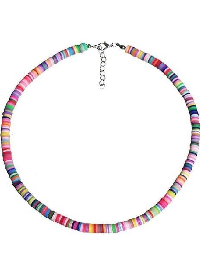 قلادة من الخرز على شكل قرص ملون خفيف الوزن للنساء والرجال مجوهرات للعطلات والصيف والشاطئ 4 قطع