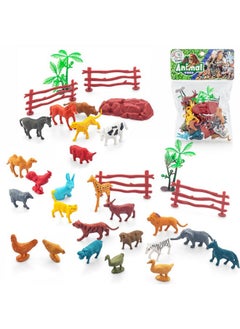 Storio Storio 31pcs Animal Figure Toy Set | Includes Farm and Jungle Animal Playsets with an Artificial Tree and Fencing | Ideal for Birthday and Return Gifts | Educational Toyset for Kids Ages 3 and Up  - Image 1