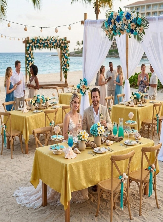 Htper 2 Pack Gold Tablecloth 60x102inch Waterproof Reusable Glitter Table Cloth for Rectangle Tables, Thick Shimmer Table Cover for Birthday Wedding Party Holiday OutdoorPicnic BBQ Table Decor - Image 5
